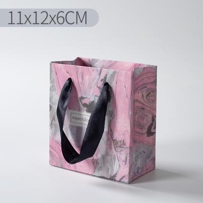 China Hot Sale Recyclable Jewelry Gift Bags For Necklaces Kraft Paper Box Pink Marble Packaging for sale