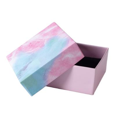 China Recycled Materials Customized Jewelry Packaging Box Jewelry Box Paper Earrings Ring Pink Gift Box for sale