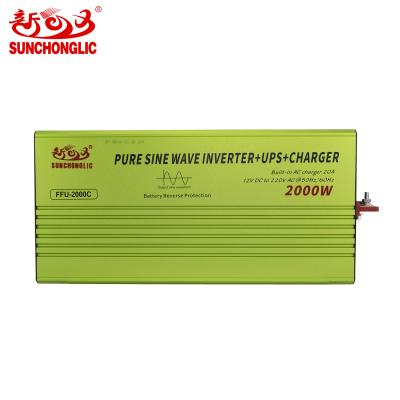 China Sunchonglic AC 220V to DC 12V 2000w Pure Sine Wave Power Inverter with UPS Charger. 22*6*14cm for sale