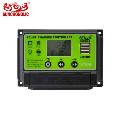 China Solar Charger Controller Sunchonglic 12V/24V 30A PWM Solar Panel Charge Controller for sale