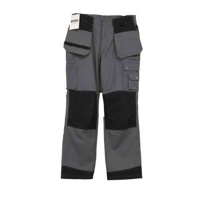 China Gray Anti-wrinkle OEM Cotton Cargo Pants Men's 100% Working Trousers Multi-pockets Workwear Trousers for sale