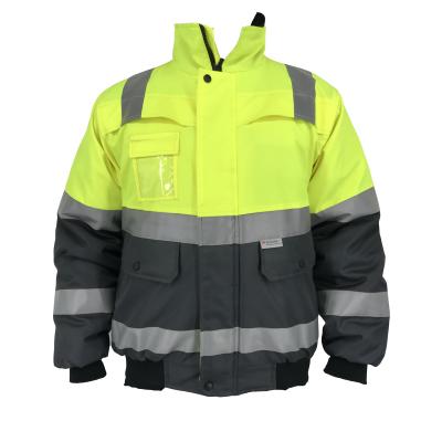 China OEM Reflective Jacket Hi Strength Waterproof Thick Workwear For Road Safety Construction Work Winter Down Rain Coat for sale