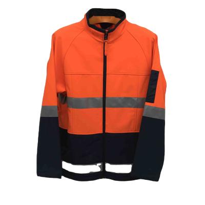 China OEM polyester spandex strength softshell water proof hi jacket orange construction industrial road safety workwear for sale