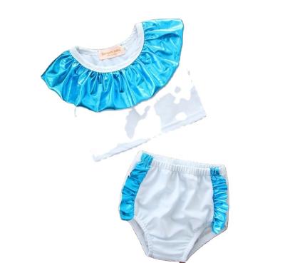 China New Quick-drying High-elasticity Pattern Girls' Breathable Children's Clothing Summer Solid Color Ruffled Cute 2-Piece Swimwear for sale