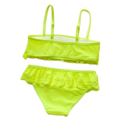 China 2021 New High Elasticity Quick-drying Cool Children's Two-piece Girls' Style Ruffled Hollow Children's Two-Piece Swimsuit for sale