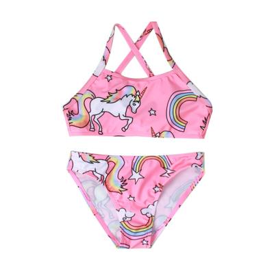 China 2021 New High Elasticity Girls and Children's Girls' Swimwear QUICK-DRY Pink Unicorn Cute Children's One-piece Swimsuit for sale