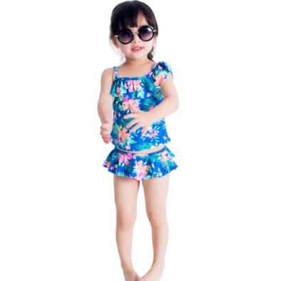 China 2021 New Baby Girls' Quick-drying Breathable High-elastic Two-piece Swimsuit Summer Beach Hawaiian Ruffled Swimwear for sale