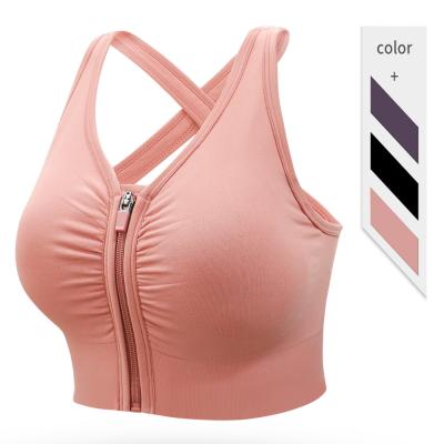 China Fitness Fit Slim Front Zipper Sports Bra Women Tracksuit Women Sports Bra Yoga Crop Top Breathable Fitness Custom Apparel Wholesale for sale