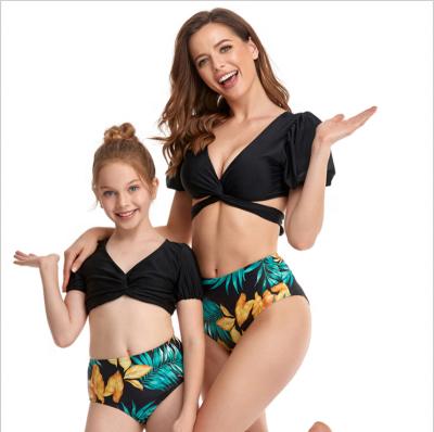 China New Wholesale Stylish Floral Printed Comfortable Swimsuit Parent-child High Waist Bikini Plus Size Swimsuit for sale