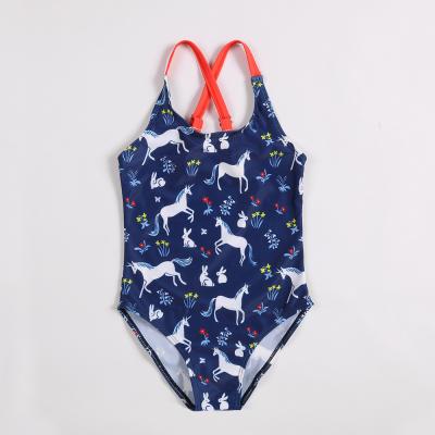 China European and American female one-piece swimwear 2021 breathable children's unicorn printing baby children's swimwear baby swimwear for sale