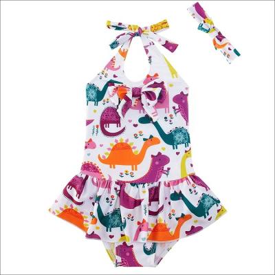 China New Children Girls Breathable Cute Dinosaur Printing Sling Short Skirt One Piece Swimsuit For Baby Children Swimwear For Kids Girls Swimwear for sale