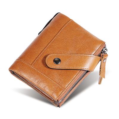 China Waterproof Flourish Wallet Card Holder RFID Wallet Plain Luxury Genuine Leather Wallet for sale