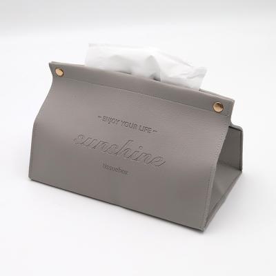 China Eco-friendly Flourish Concise Tissue Box Lid Leather Tissue Panuelos Box Caja de panuelos for sale