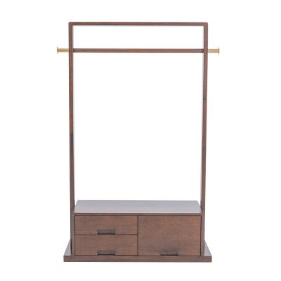 China Convertible Drawer Two Drawers Three Drawers Floor Single Rack Hanger Wood Coat Rack for sale