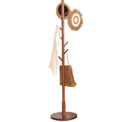 China Convertible Freestanding Wooden Clothes Hat Rack with 8 Stable Hooks Around Low Corner Living Room Floor Standing Coat Rack for Home or Office for sale