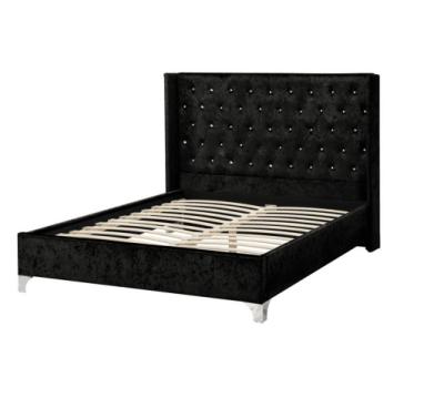 China Latest Morden Design Black Fabric Bed With Crystal Bed Leg for sale