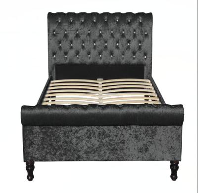 China Good Quality Morden Velvet Fabric Crushed Bed With Diamond for sale