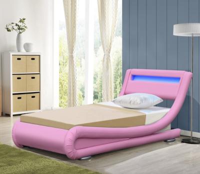 China Hot Sale Strong Top Quality Leather Double Size Bed With LED Light for sale