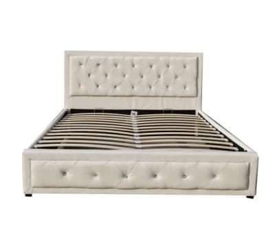 China Comfortable Modern Upholstered Leather Storage Bed With Crystal for sale