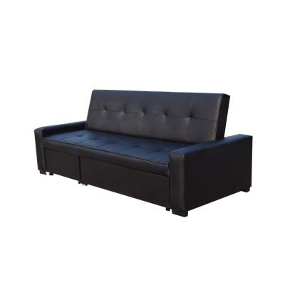 China Style Foldable Multi Purpose Seattle Black Leather Sofa Bed for sale