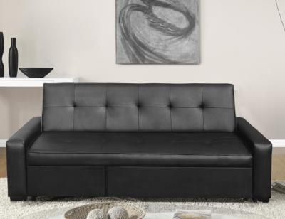 China Fashion foldable simple style good quality black PU leather sofa bed for sale