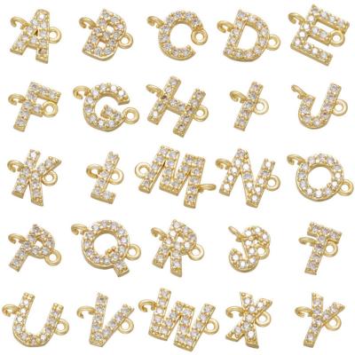 China New Fashion New Arrival PS Necklace Bracelet Bead Wholesale Brass Made Zirconia Initial Bead For Bracelets Making for sale