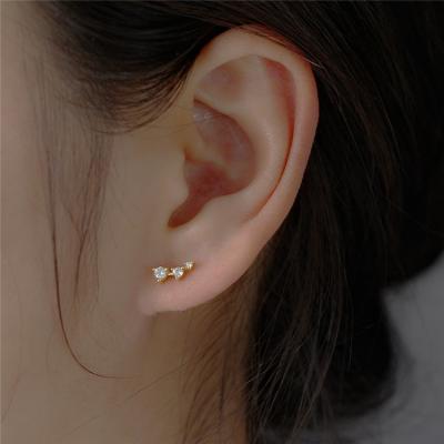 China 2022 Environmental Friendly Fashion Woman Earring 18K Gold Plated Crystal Silver Raw 925 Sterling Zircon Stud Earing for sale