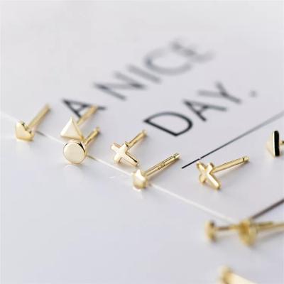 China Korean Cute Jewelry 925 Heart Shaped Simple Geometric Minimalist Sterling Silver Studs Earrings Wholesale Advance Environmental Friendly for sale