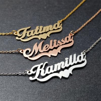 China FASHIONABLE Wholesale Jewelry Customized Design 18K Gold Stainless Steel Name Plate Custom Chain Necklace Personalized for sale