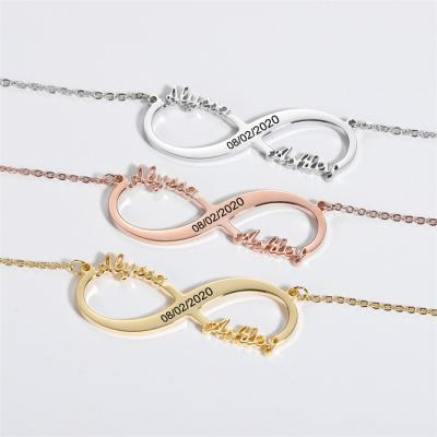 China FASHIONABLE Infinity Symbol 18K Gold Stainless Steel Custom Engraved Name Choker Necklace For Women for sale