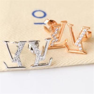 China 2022 Fashion Wholesale Environmental Friendly High Quality Stainless Steel Cubic Zircon Stud Earring 18K Gold Plated for sale