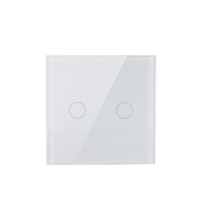 China EU/UK Smart Home Tempered Glass 2 White Strip Live No Neutral Touch Wall Switch 86 Single Light Switch Type for sale