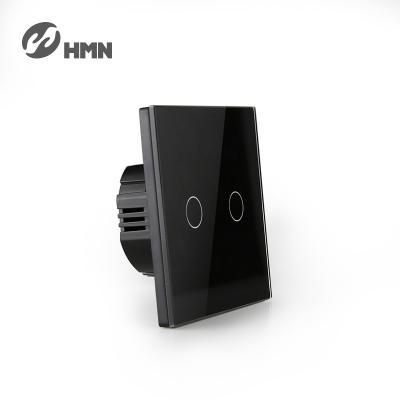 China CE ROHS Black Crystal Glass 2 Strip Touch Sensor Home Multi-Purpose Electric Light Switch for sale