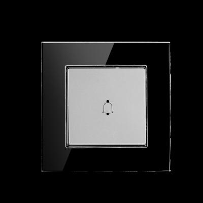 China Versatile EU Standard Wall Switch Black Color Glass Panel Electric Doorbell Switch for sale