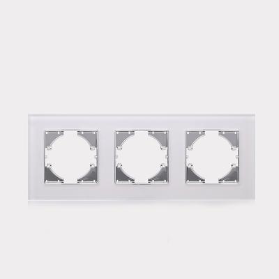 China Multipurpose White 3 Gang Color Tempered Glass Panel Wall Switch Panel for sale