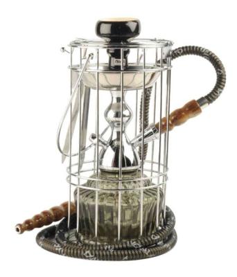 China Morden Shisha Hookah Birdcage Hookah Set Wholesale Custom Glass Logo Steel Cage Single Tube Hookah Set for sale