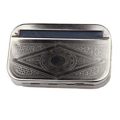 China Rolling Up Cigarette Case 110mm Silver Semi-automatic Exquisite Portable Cigarette Case Stainless Steel Tobacco Holder Metal Cigarette Rolling Box for sale