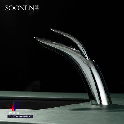 China Modern Contemporary Waterfall Chrome Hot Cold Water Basin Mixer Tap for sale