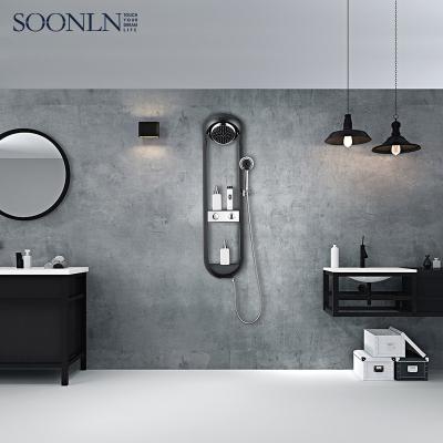 China Without Slide Bar Factory Sells Matte Black Bathroom Rainfall Shower Wall Mounted Set With Adjustable Top Shower Head for sale