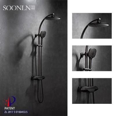 China With Slide Bar Gray Plated High Quality Waterfall Bathroom Shower Faucet Wall Mounted Rain Shower Set for sale