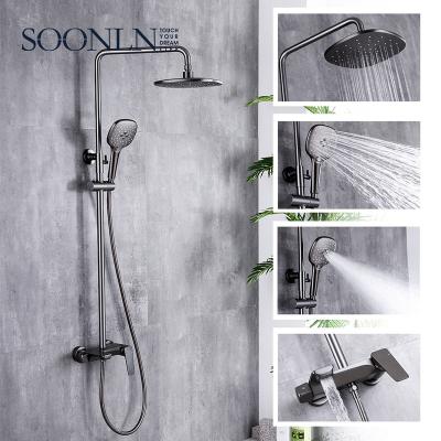 China With Sliding Bar Custom Printed Antique Balance High Pressure Mixer Taps Large Waterproof Shower Set for sale