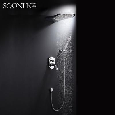 China Hot Sale Wall Mounted Brass Body Without Slide Bar Shower Set Hot And Cold Water Bath Concealed Shower Mixer With Diverter for sale