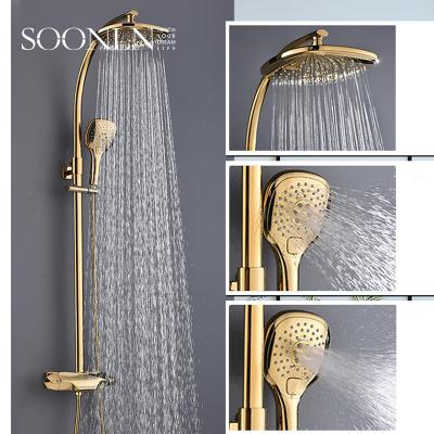 China With Style High Quality Luxury Wall Mounted Faucet Comtemporary Thermostatic Mixer Rain Shower Set for sale