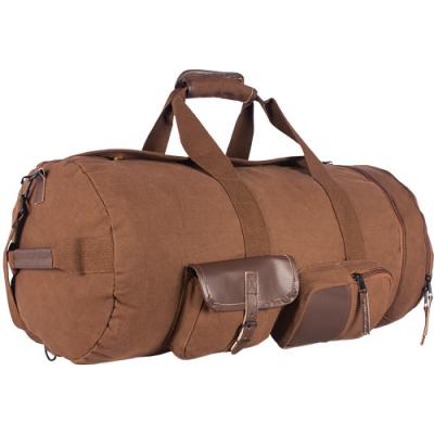 China Wholesale Multifunctional Retro Style Brown High Capacity Canvas Duffle Bag Custom Universal Weekender Duffel Bag For Outing Camping Travel for sale