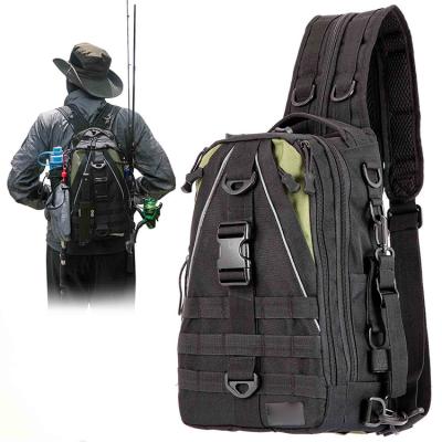 China Fishing Bag Fishing Backpack Sling Bag Tactical Fishing Bag With Rod Holder Shoulder Bag for sale