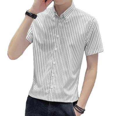 China New Summer Best Selling Fashionable Men's Striped Short-sleeved Shirt Men's Business Casual Wear Breathable Tops for sale