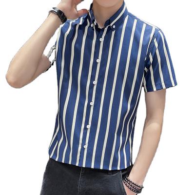 China Fashionable Striped Short Sleeve Shirt Men's Summer Business Casual Dress Breathable Top for sale