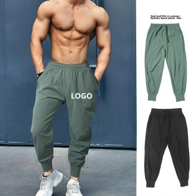 China Custom Logo Anti-wrinkle Plain Color Fitness Jogger Slim Men Quick-Dry Running Pants for sale