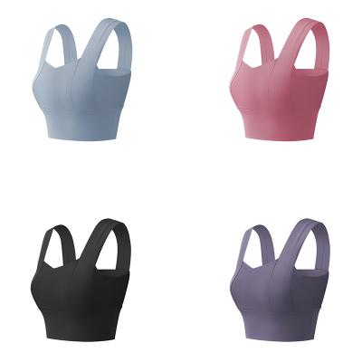 China Wide Straps Women Yoga Sports Bra Fitness Breathable Quick Dry Running Sports Bra for sale