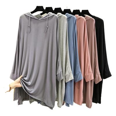 China Breathable Hooded Long Sleeve Nightgown Long Sleeve Nightgown Casual Loose Thin T-shirt Summer Home Clothes for sale